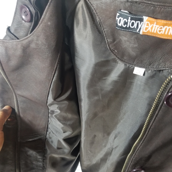 Plus size Leather Bomber Jacket - Picture 10 of 12